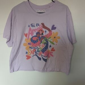 Purple Graphic Tee with Colorful Design